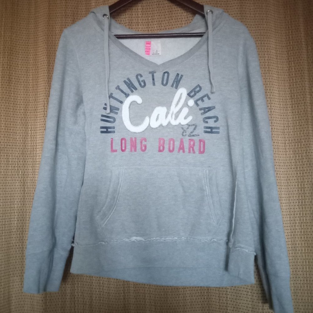 Cozy Grey Huntington Beach Cali Sweater Hoodie
